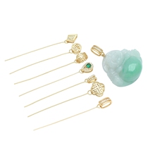 Hanging buckle Jade button oblique pin buckle S925 sterling silver DIY accessories Jade Buddha Guanyin oblique hole special I7