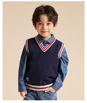 Babou boys and women sweater vest childrens knitted vest autumn and winter New College Style middle children sleeveless pullover