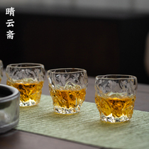 A clear and sunny day of fasting) Tree mounter type handmade glass small tea cup tasting cup Day-style tea cup thickened heat resistant