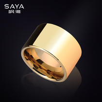 Sa Ya wide ring Tungsten Gold Ring mens single ring European and American exaggerated hip-hop personality finger trendy men jewelry jewelry