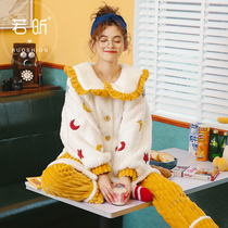 Coral Fleece Pyjamas Lady Spring Autumn Winter Money Sweet And Cute Thickened Flannel Suede Suit Students Warm Family Clothes