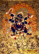 Qinghai Regong boutique high-end six-arm Mahagala Longju Temple master curse hand-painted Thangka collection level