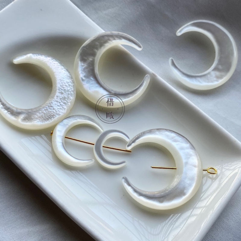 White Butterfly Shell Moon Side Hole DIY Pendant Earrings Hair Accessories Jewelry Accessories Butterfly Shell Straight Hole Moon Bone Orchid