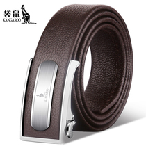 Kangaroo Belt Mens Leather Green Young Belt Men Wear Automatic Buckle Business Leisure Head Cowhide Belt