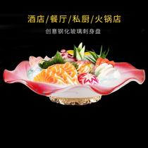Creative glass sashimi plate platter Japanese self-service tableware special dish cooking fish fruit plate seafood ice plate