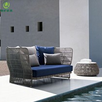 Outdoor Sofa Garden Balcony Rattan SOFT FITTING CLUB HOTEL FURNITURE UPSCALE VILLA OUTDOOR ROUND RATTAN SOFA TEA TABLE