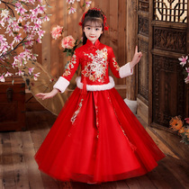 Hanfu girl costume Super Fairy Baby Chinese style Festive Tang Costume New Years Eve costume Childrens thickened New Years Outfit Autumn and Winter clothing