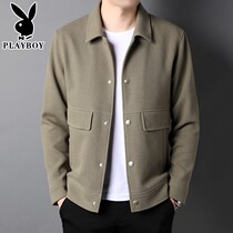 Flower Playboy 2022 new spring and fall collar jacket male short section Thickened Jacket Mens Trend Tide Card Mens Clothing