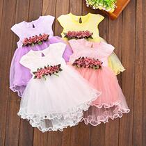 C121 summer new girl waist flower princess dress baby skirt factory direct dress