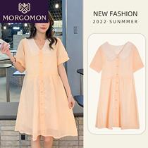 Pregnant women dress summer dress with loose pregnant women dress long - sized short - sleeve summer dress ZW0503