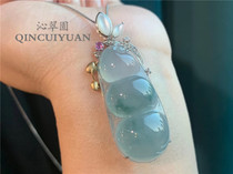 Myanmar natural jadeite A goods ice type floating flowers green beans fudou pendant pendant link three yuan women