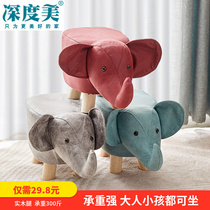 Net Red Cartoon Small Stool Doorway Home Change Shoes Stool Solid Wood Children Bench Sloth Man Cute Animal Sofa Short Stool