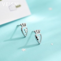 Cute carrot earrings female design sense s925 silver earrings Net Red foreign gas students fresh ear jewelry