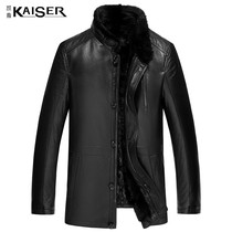 Kaiser Caesar mens stand collar long winter leather mink coat goatskin mink liner jacket