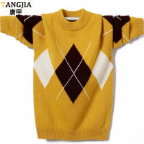 Boys winter sweaters thickened big boys knitwear round neck personalized big childrens student warm pure cardigan