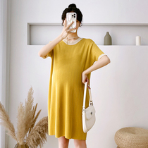 Pregnant Woman Summer Fashion Fashion Mid-Length Short Sleeve Knit Dress Dress 2022 New Spicy Mother Pregnant With Slim Dresses