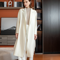 Fanxi white double-sided cashmere coat women 2021 autumn and winter temperament new water ripples long woolen coat women