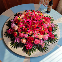 Simulation flower hotel big round table placed decorative flower turntable flower electric table middle flower decoration silk flower