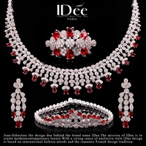 French IDee encounter Ruby necklace Jewelry set Womens four-piece set Wedding Bridal banquet Light luxury niche