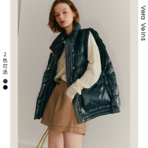 Collar white duck down shiny light down jacket vest jacket winter 2020 New loose Joker female