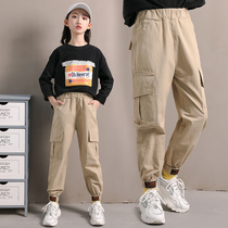 Fat girls overalls fat autumn and spring sports pants loose girls pants Childrens foreign style female childrens pants