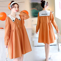 Pregnant Woman Autumn Dress Dress Fashion style Dress Fashion style Loose Foreign Air Tide Moms Spring Autumn Season Out of Long sleeves Long sleeves