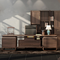 New Chinese Boss Desk Solid Wood Atmosphere President Table Brief modern Grand Bandai Office Ukumwood Custom