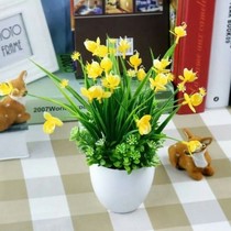 Early living room interior decoration simulation plastic green leaf plant small potted wine cabinet TV cabinet fake flower set accessories