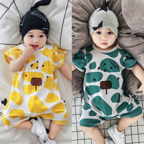 British next kid baby summer jumpsuit short-sleeved bag fart clothing baby cotton romper romper western style summer dress