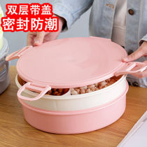 (Sealed moisture-proof)Single double-layer fruit plate Large capacity fruit plate Snack candy dry fruit plate household living room plastic