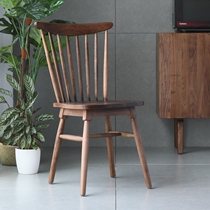  All solid wood dining chair North American black walnut Windsor chair Nordic desk chair Modern Chinese simple dining room furniture