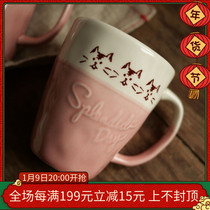 W1962 Japanese order cute pink cat hand pinch girl Heart Breakfast Cup cute mug Japanese