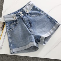 Denim Shorts Woman Summer New Light Blue Fashion High Waist Loose Broadlegged Pants 2022 Spring A Character 100 Lap Hot Pants