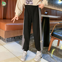 Girls autumn casual trousers 2021 fashion tide stripes loose children Foreign style pants spring and autumn girls sports pants