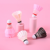 Badminton 12 goose feathers stable resistant pink black indoor and outdoor practice competition training entertainment badminton