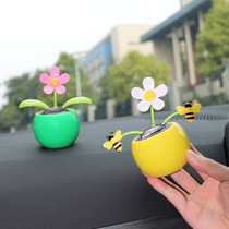 Cute shaking head car interior decoration solar Apple flower car decoration car car decoration sun flower supplies female