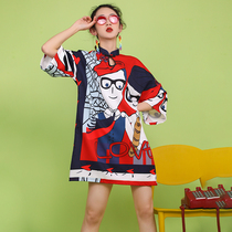 Fashion cheongsam top T-shirt loose modified version 2021 new national tide womens short girl young summer