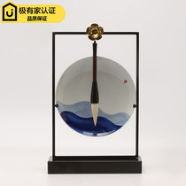 New Chinese style Modern Zen ceramic plate brush holder ornaments Model tenant hall TV cabinet entrance craft decorations