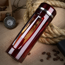  High-end tempered glass cup double-layer anti-drop water cup portable office fashion mens and womens tea cup custom logo lettering