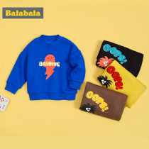 Bara Bara childrens sweater Male baby childrens clothing Autumn and winter clearance childrens sweater velvet semi-high collar Foreign style