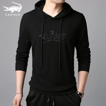 Crocodile Methodist Mens 19 Years of Spring Festival Youth Mens Lianhood Hooded Sweatshirt Pure Color Embroidered Business Casual Mens Clothing