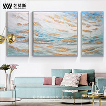 Golden Sea View Oil Painting Abstract Hand-painted Minimalist Modern Light Lavish Nordic Living Room Decorated Sofa Triplex Hanging Wall