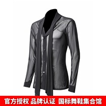  ZYM20614 (heat)mesh shirt Autumn and winter mens Latin dance practice suit dance top training shirt