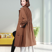 Early autumn thin windbreaker medium long new large size womens wear loose thin foreign mother cotton coat