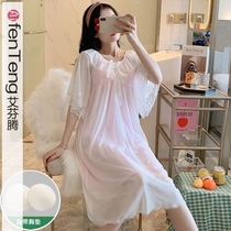 Efendtem Mordale Sleeping Dress Summer Thin Net Yarn Princess Wind Fairy pyjamas with chest cushion palace Sexy cute