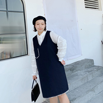 ALIN customizes large number of womens clothes Spring fat mm slim 200 kg coat - side V - collar dress