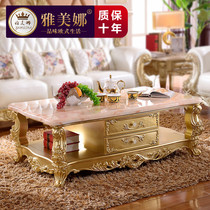  European-style coffee table TV cabinet Solid wood marble coffee table furniture set combination household multi-function coffee table dining table