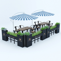 Outdoor flower box combination commercial street wrought iron flower trough restaurant cafe partition fence square outside decorative flower pot