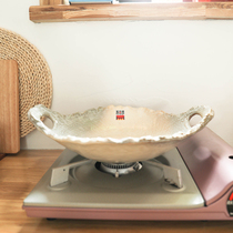 Spot Japan Wangu heat-resistant pottery plate dry pot baking tray straight fire plate stir-fried meat frying pan pan open fire