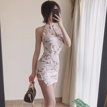 Cheongsam women 2021 summer new net red anchor sexy color split tight package hip banquet dress dress summer